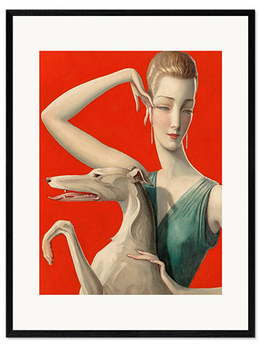 Gerahmter Kunstdruck Elegant Woman and Afghan Hound II
