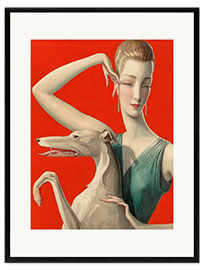 Gerahmter Kunstdruck Elegant Woman and Afghan Hound II