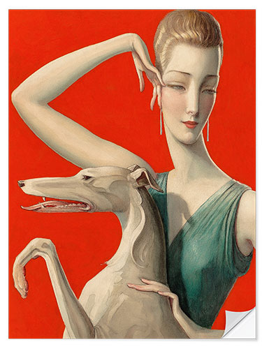 Adesivo murale Elegant Woman and Afghan Hound II