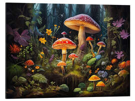 Aluminium print Woodland Fantasy Mushrooms