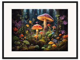 Gerahmter Kunstdruck Wald-Fantasiepilze