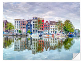 Selvklebende plakat Serene Splendor of Amsterdam Reflections