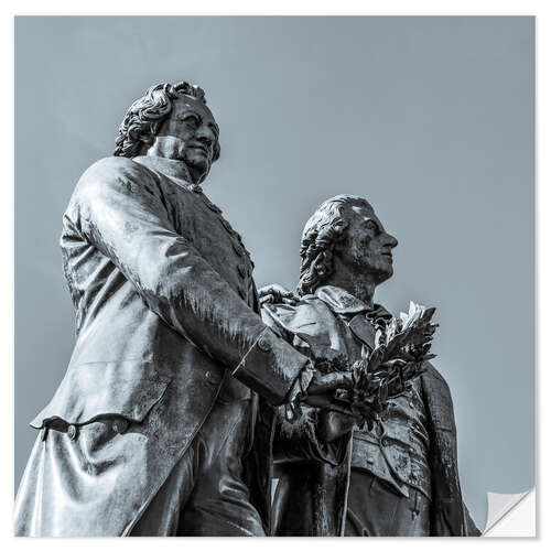 Självhäftande poster Goethe-Schiller Monument at Theaterplatz, Weimar