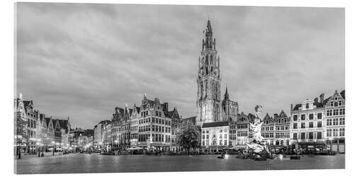 Acrylglas print Grote Markt With the Cathedral of Our Lady in Antwerp