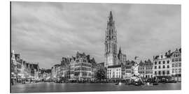 Aluminium print Grote Markt With the Cathedral of Our Lady in Antwerp