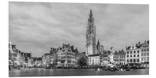 Foam board print Grote Markt With the Cathedral of Our Lady in Antwerp