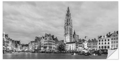 Autocolante decorativo Grote Markt With the Cathedral of Our Lady in Antwerp