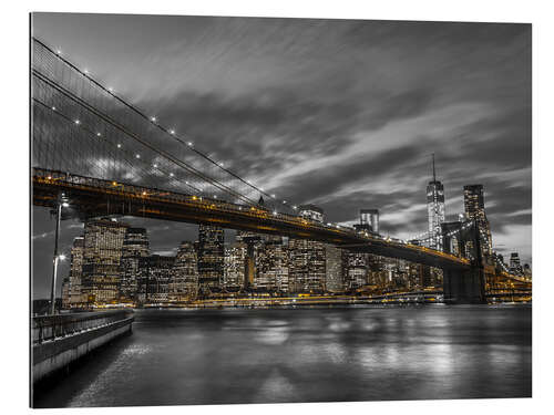 Tableau en plexi-alu Brooklyn Bridge and Lower Manhattan Skyline