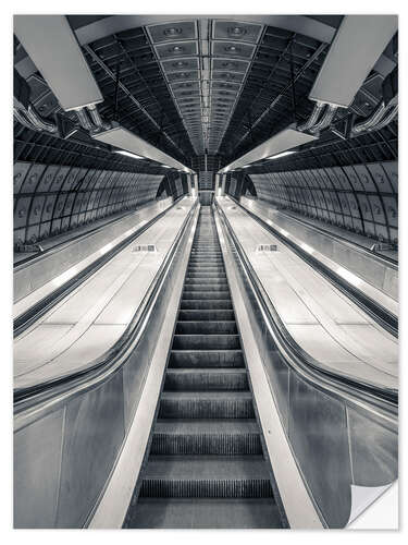 Selvklebende plakat Escalator at Subway Station, London