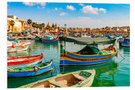 Cuadro de PVC Colourful Fishing Boats in Marsaxlokk, Malta