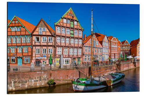 Aluminium print Half-Timbered Houses in Hansehafen Stade, Germany II