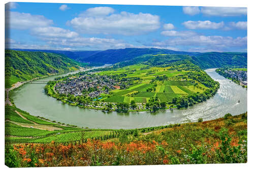 Canvas print Moselle River Loop Near Kröv, Germany