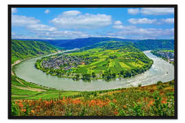 Gerahmter Kunstdruck Moselschleife bei Kröv, Deutschland