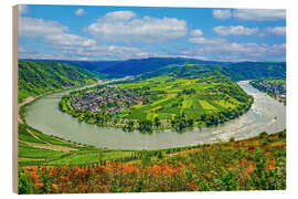 Wood print Moselle River Loop Near Kröv, Germany