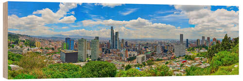 Holzbild Sicht auf Bogota vom Berg Montserrat, Kolumbien