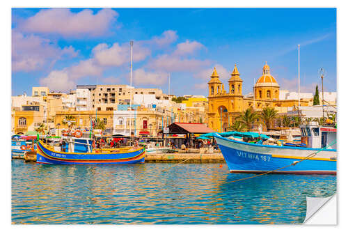 Sticker mural Fishing Boats in Marsaxlokk, Malta