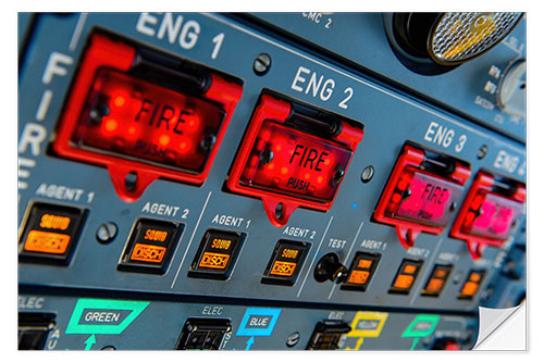 Selvklebende plakat Overhead Panel Cockpit Airbus A340