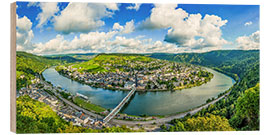 Wood print Moselle River Loop Traben Trarbach, Germany