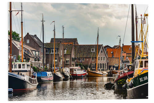 Print på skumplade Fishing Boats in the Historic Harbor of Spakenburg, Netherlands II