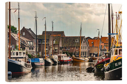 Wood print Fishing Boats in the Historic Harbor of Spakenburg, Netherlands II