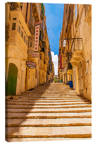 Stampa su tela Scala nel centro storico di La Valletta, Malta