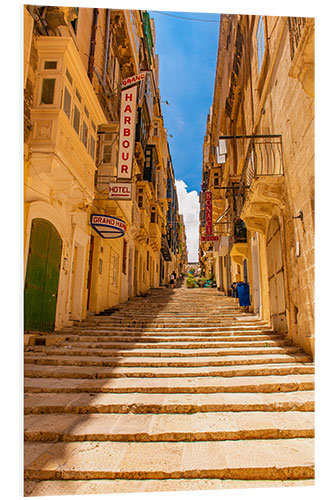 Quadro em PVC Staircase in the Old Town of Valletta, Malta