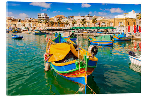 Acrylic print Colorful Fishing Boats in Marsaxlokk, Malta