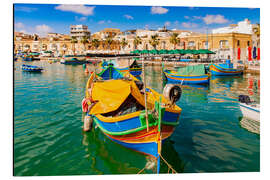 Magnettafel Bunte Fischerboote in Marsaxlokk, Malta