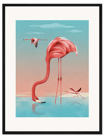 Gerahmter Kunstdruck Rosaflamingo