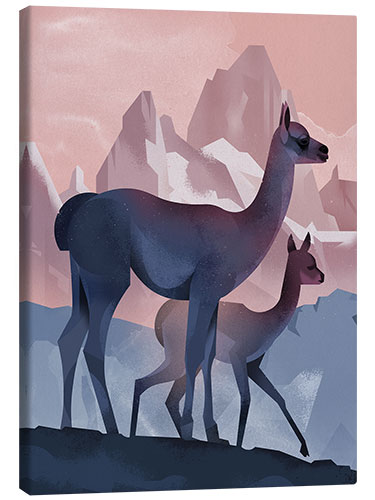 Canvas print Guanaco of the Andes