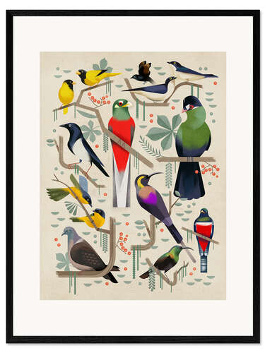 Ingelijste kunstdruk Birds