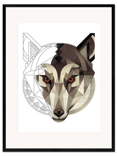 Gerahmter Kunstdruck Geometrischer Wolf