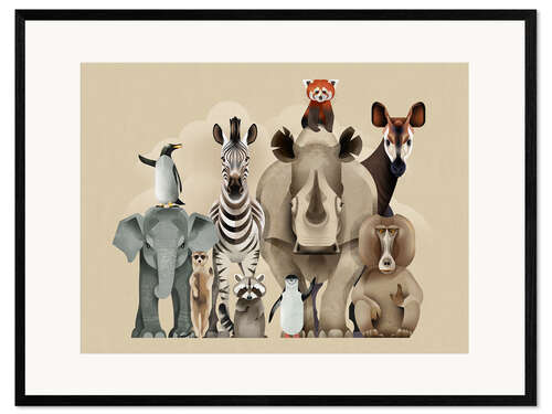 Impression artistique encadrée Hello Animals
