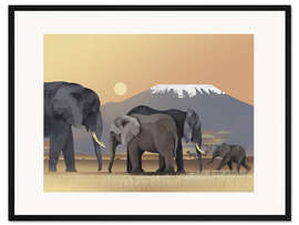 Gerahmter Kunstdruck Am Fuße des Kilimanjaro