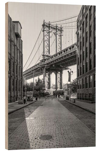 Wood print Manhattan Bridge