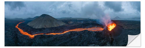 Sticker mural Volcano Eruption at Litli Hrutur, Iceland