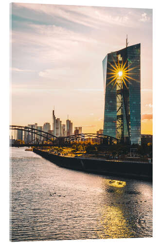 Tableau en verre acrylique ECB in front of the Skyline of Frankfurt am Main