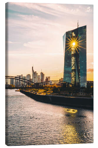 Tableau sur toile ECB in front of the Skyline of Frankfurt am Main