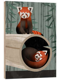 Stampa su legno Panda Rosso - Dieter Braun