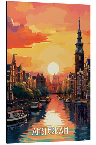 Tableau en aluminium Amsterdam Travel Art