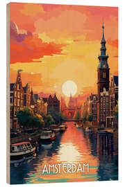 Quadro de madeira Amsterdam Travel Art