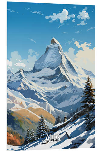 Foam board print Snowy Alps Travel Art