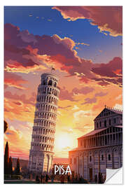 Selvklebende plakat Pisa Travel Art