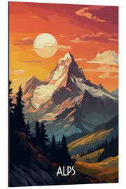 Magnettafel Reiseplakat Alpen