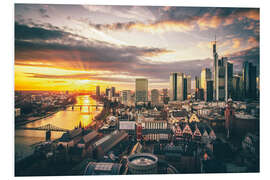 Print på skumplade Frankfurt am Main from Above, Skyline at Sunset