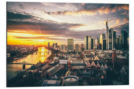 Magnettafel Frankfurt am Main von Oben, Skyline im Sonnenuntergang