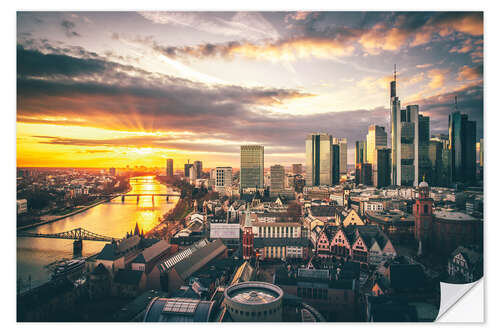 Wall sticker Frankfurt am Main from Above, Skyline at Sunset