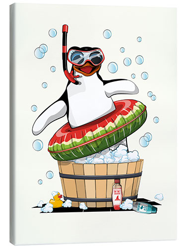 Canvas print Penguin in Bubble Bath