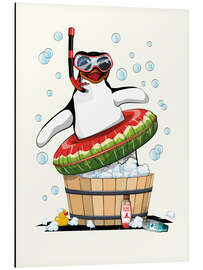 Magnettafel Pinguin im Schaumbad