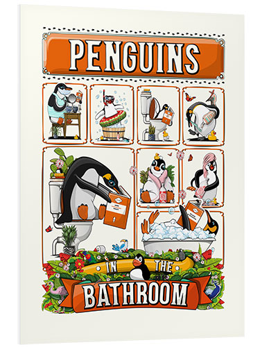 Print på skumplade Penguins in the Bathroom